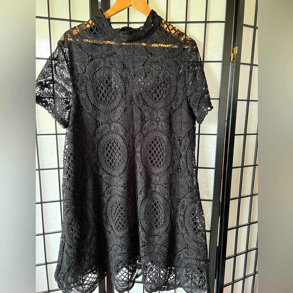 PRESS DRESS Lace Black Mini Midi Dress Size Large